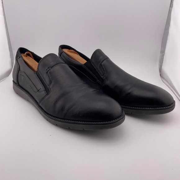 Josef Seibel Alastair Westin Kombi Black Leather Slip On Loafers‎ Shoes Size 46